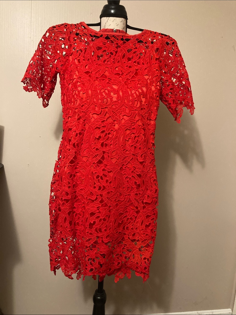 Red lace dress